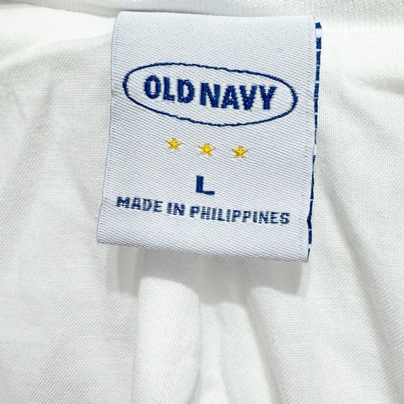 Old Navy White Double-Breasted Cotton Jacket with Red Stitching – Size Large - Picture 2 of 13